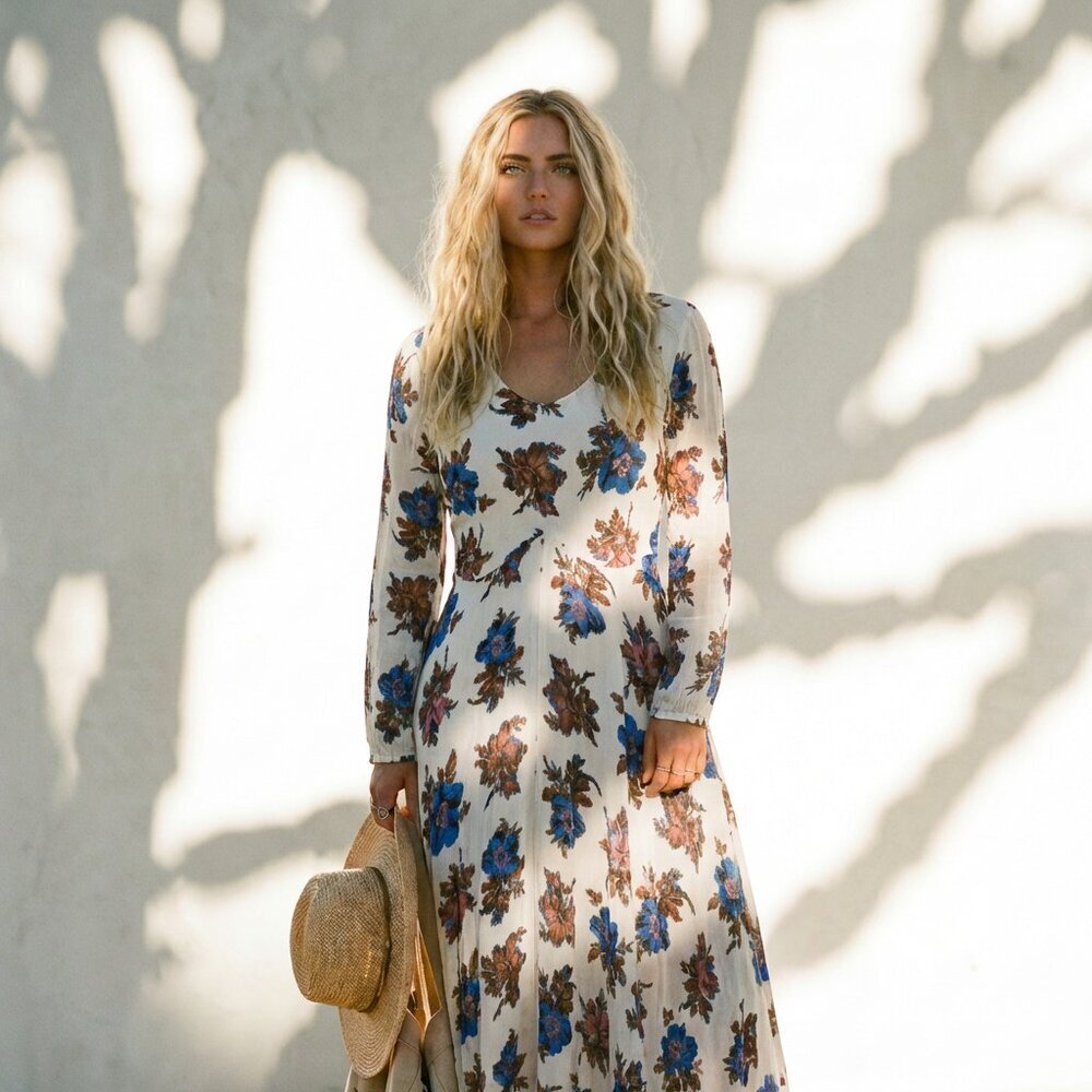 RARE First Kiss Maxi Dress Similar to Free People Floral Midi Dress Small
